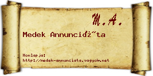 Medek Annunciáta névjegykártya